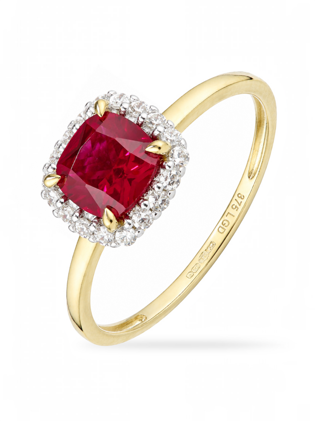 Ring, mit synth. Rubin, 375 Gelbgold