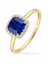 Ring, mit synth. Saphir, 375 Gelbgold