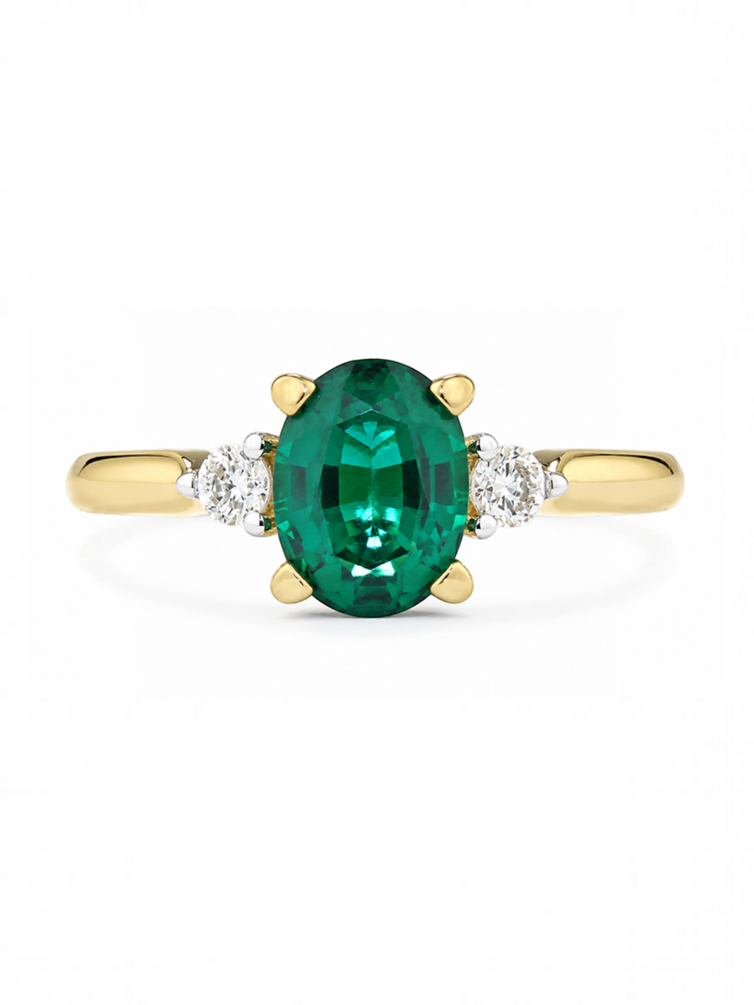 Ring, mit synth. Smaragd, 375 Gelbgold