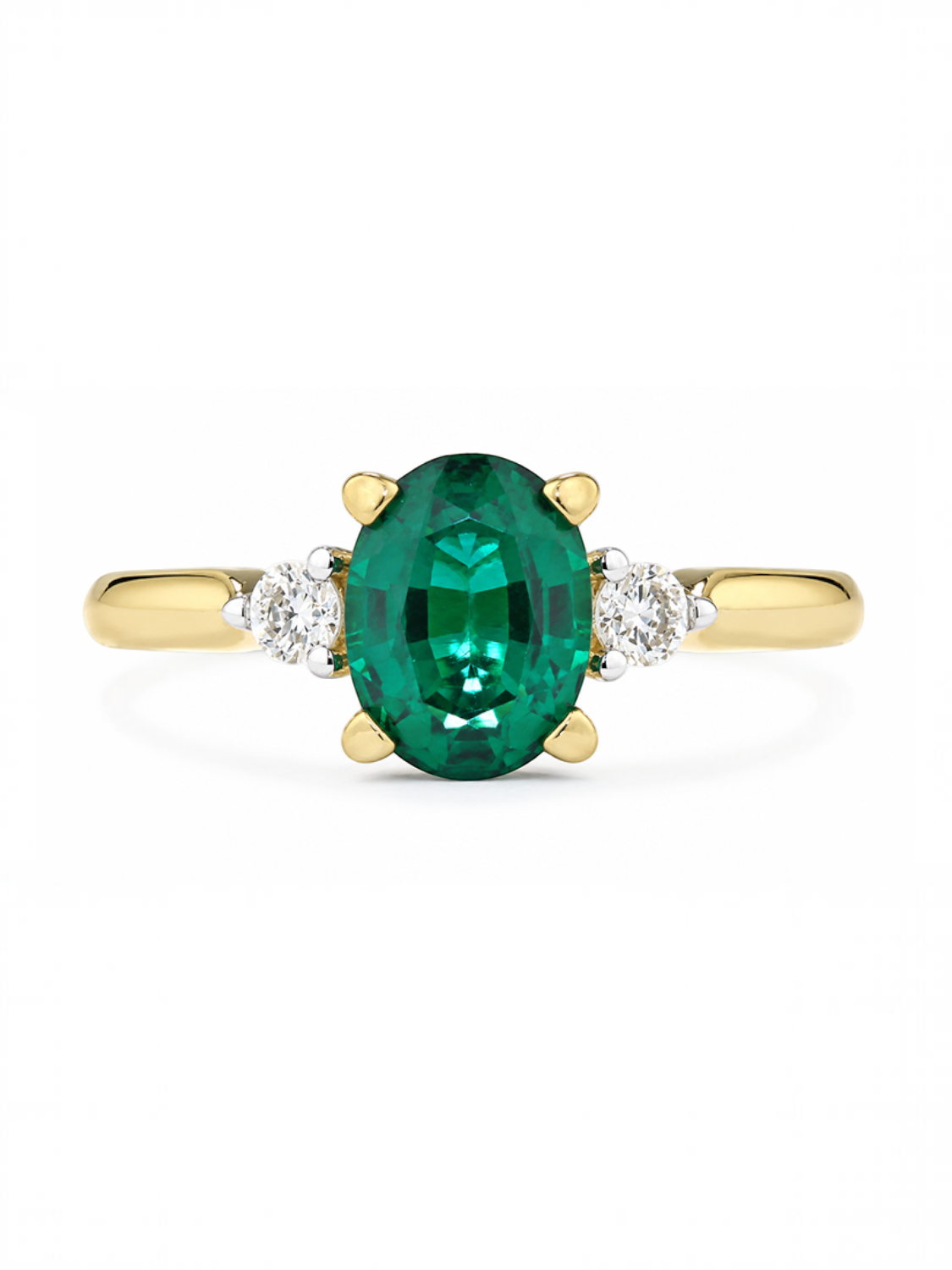 Ring, mit synth. Smaragd, 375 Gelbgold