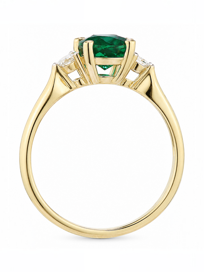 Ring, mit synth. Smaragd, 375 Gelbgold