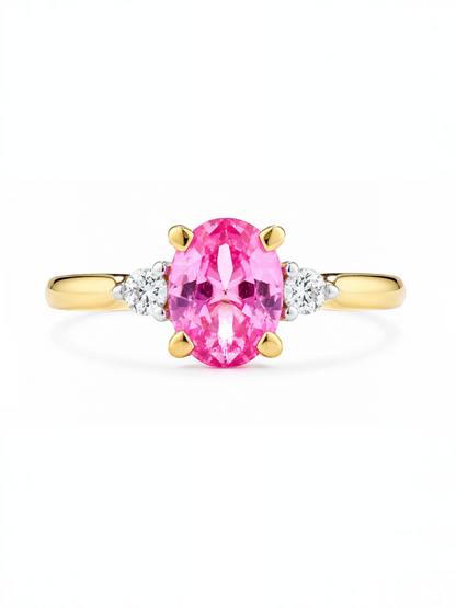 Ring, mit synth. Saphir, 375 Gelbgold