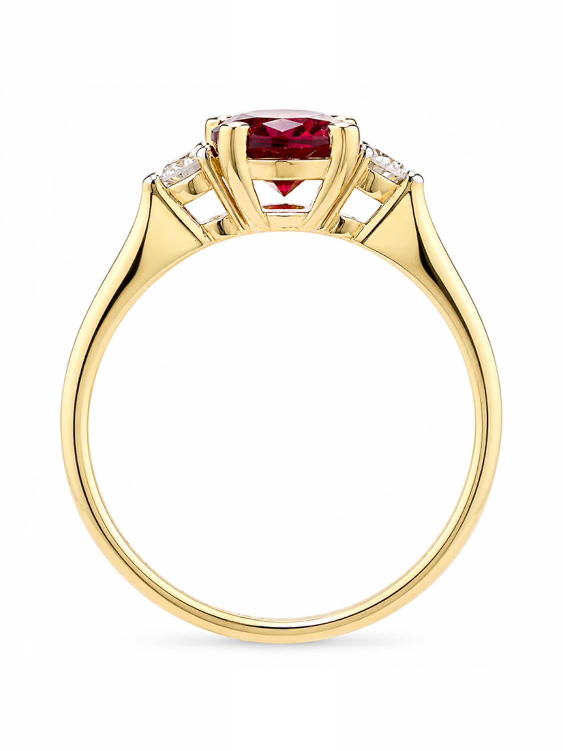 Ring, mit synth. Rubin, 375 Gelbgold