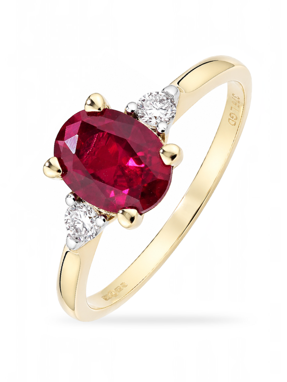 Ring, mit synth. Rubin, 375 Gelbgold