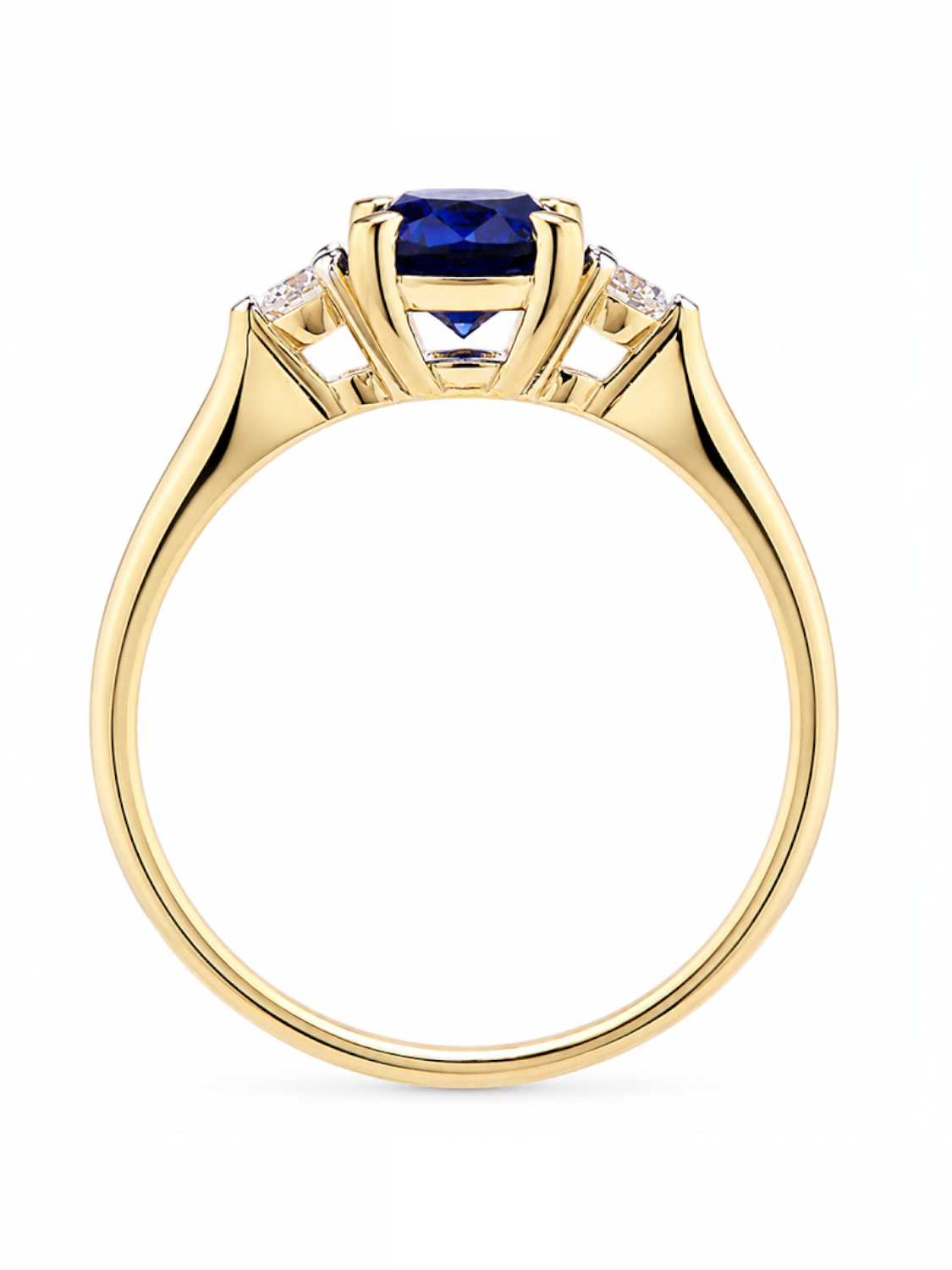 Ring, mit synth. Saphir, 375 Gelbgold