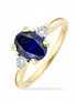 Ring, mit synth. Saphir, 375 Gelbgold