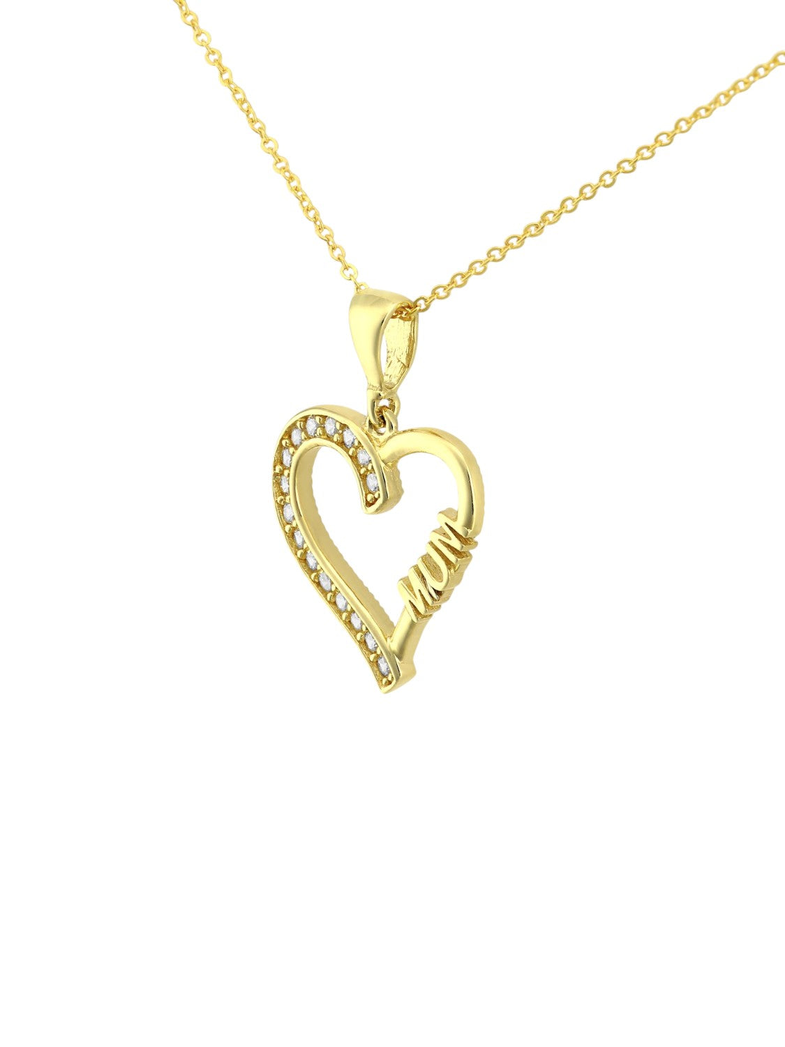 Halskette mit Anhänger aus 375 Gelbgold mit Zirkonia Herz-Design