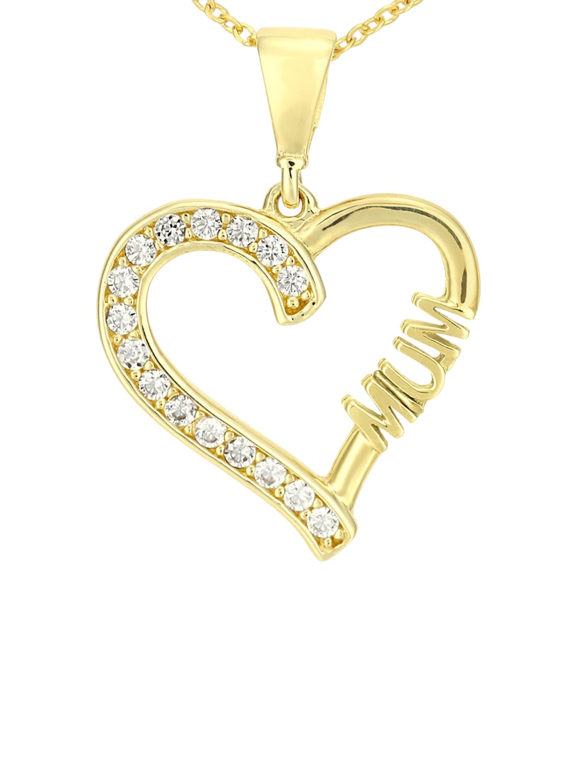 Halskette mit Anhänger aus 375 Gelbgold mit Zirkonia Herz-Design