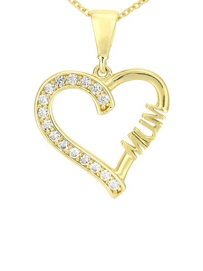Halskette mit Anhänger aus 375 Gelbgold mit Zirkonia Herz-Design