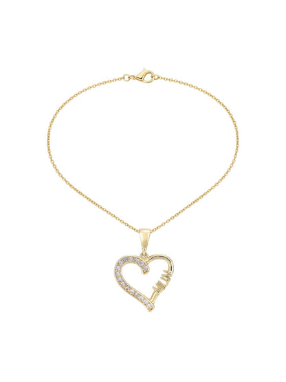 Halskette mit Anhänger aus 375 Gelbgold mit Zirkonia Herz-Design