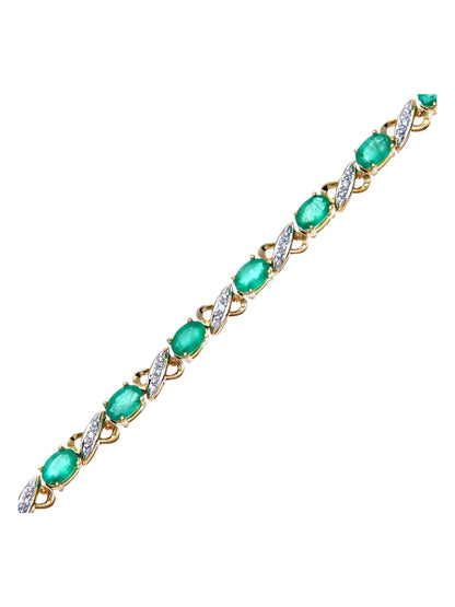 Armband aus 375 Gelbgold mit Diamant mit Smaragd
