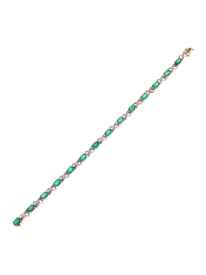 Armband aus 375 Gelbgold mit Diamant mit Smaragd