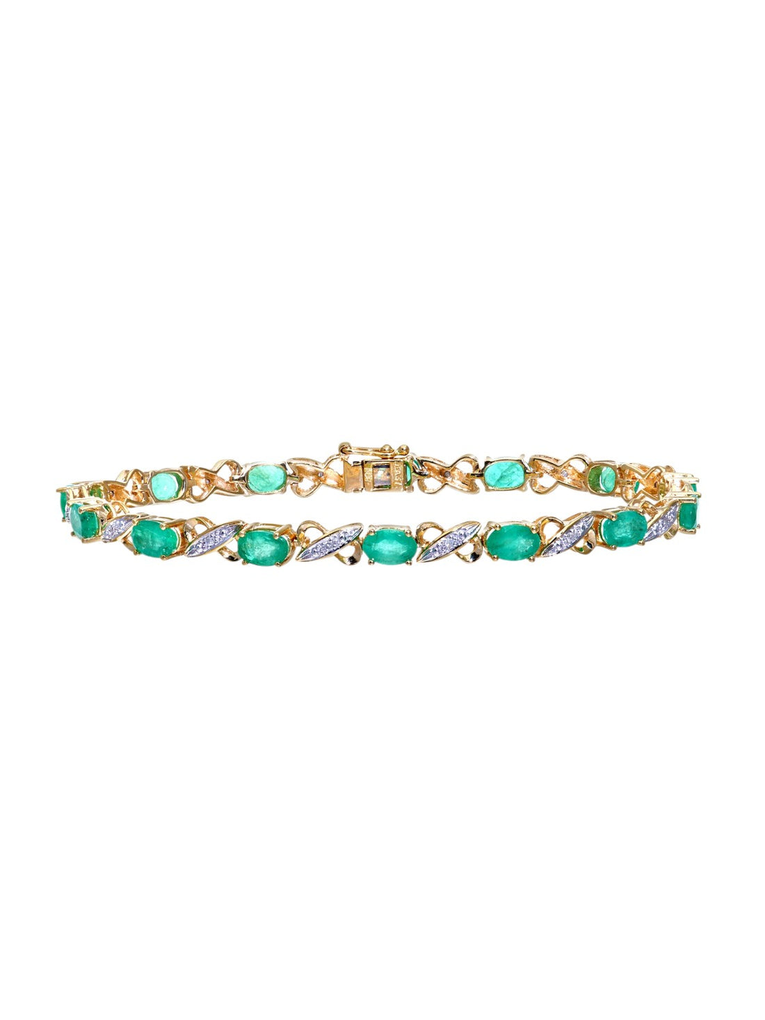 Armband aus 375 Gelbgold mit Diamant mit Smaragd