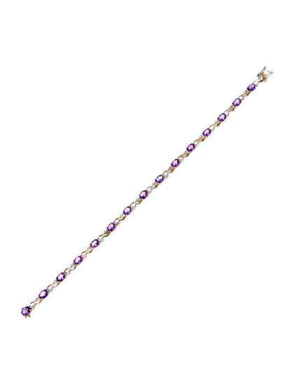 Armband aus 375 Gelbgold mit Diamant mit Amethyst