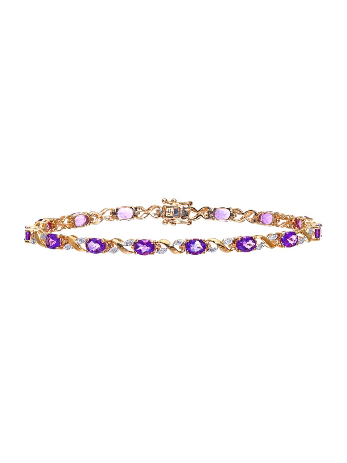 Armband aus 375 Gelbgold mit Diamant mit Amethyst