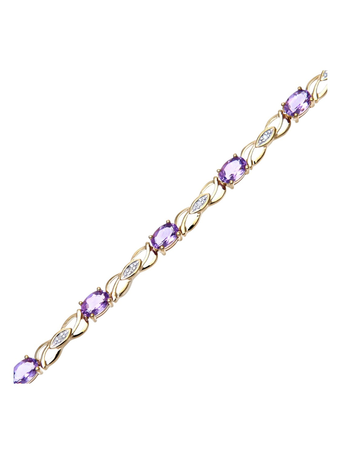 Armband aus 375 Gelbgold mit Diamant mit Amethyst