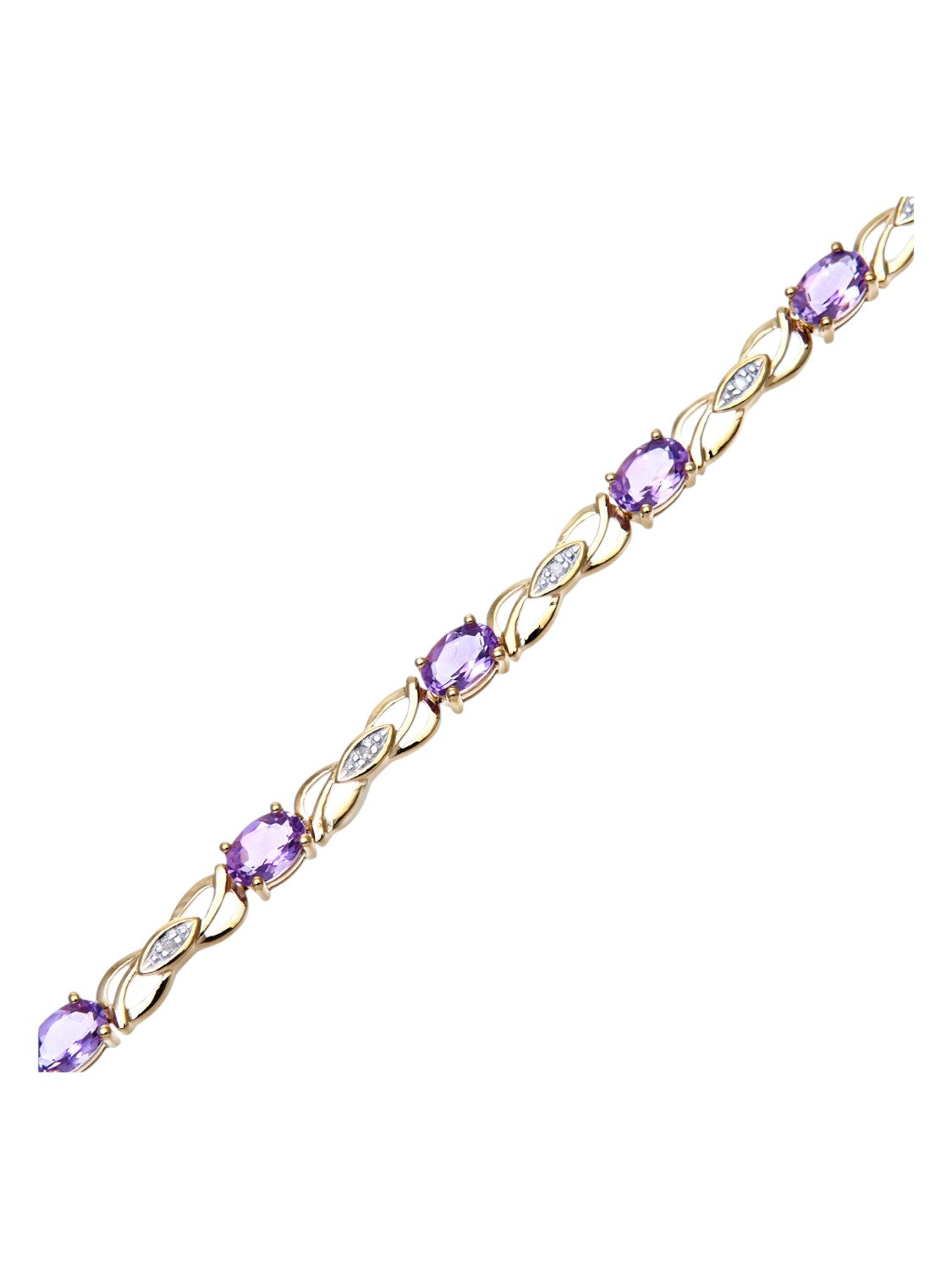 Armband aus 375 Gelbgold mit Diamant mit Amethyst