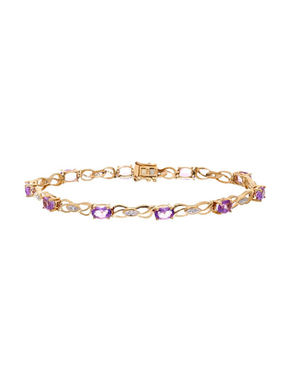 Armband aus 375 Gelbgold mit Diamant mit Amethyst