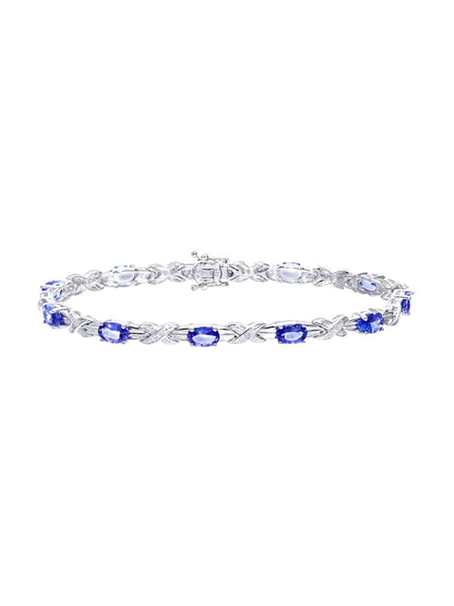Armband aus 375 Weißgold mit Diamant mit Tansanit