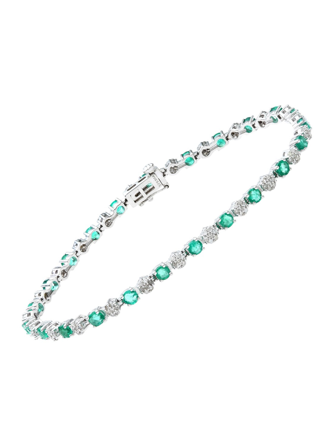 Armband aus 375 Weißgold mit 2.70 Karat Diamant mit Smaragd