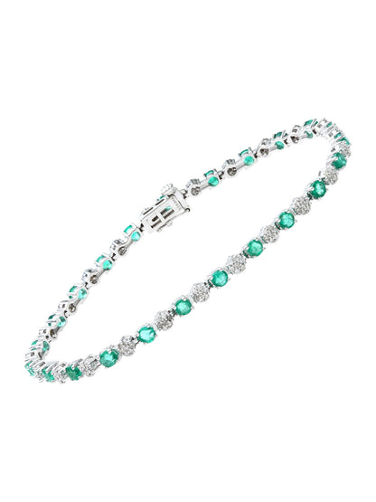 Armband aus 375 Weißgold mit 2.70 Karat Diamant mit Smaragd