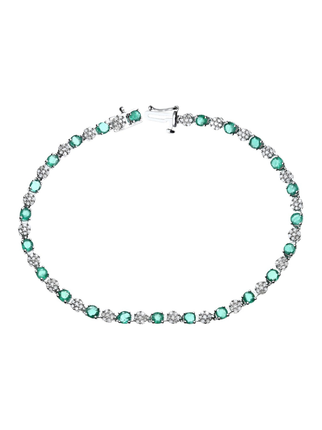 Armband aus 375 Weißgold mit 2.70 Karat Diamant mit Smaragd