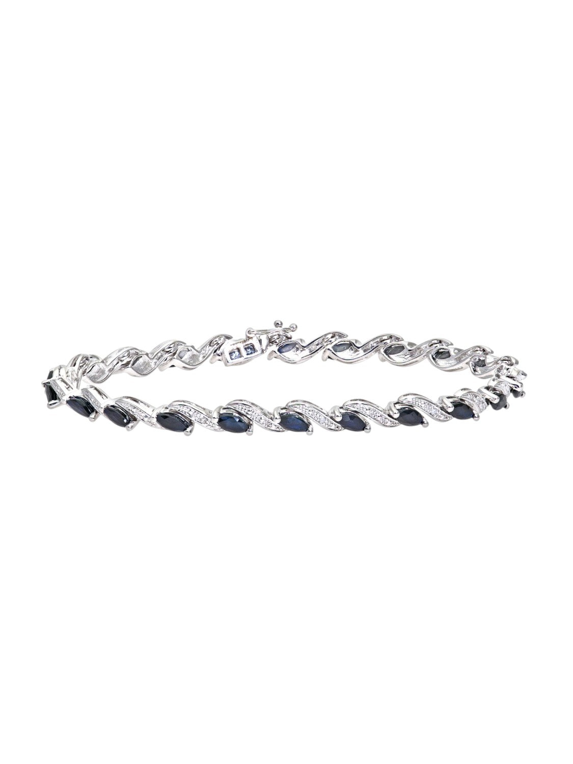 Armband aus 375 Weißgold mit Diamant mit Saphir