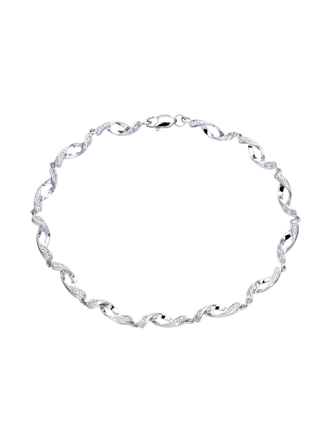 Armband aus 375 Weißgold mit Diamant gedreht