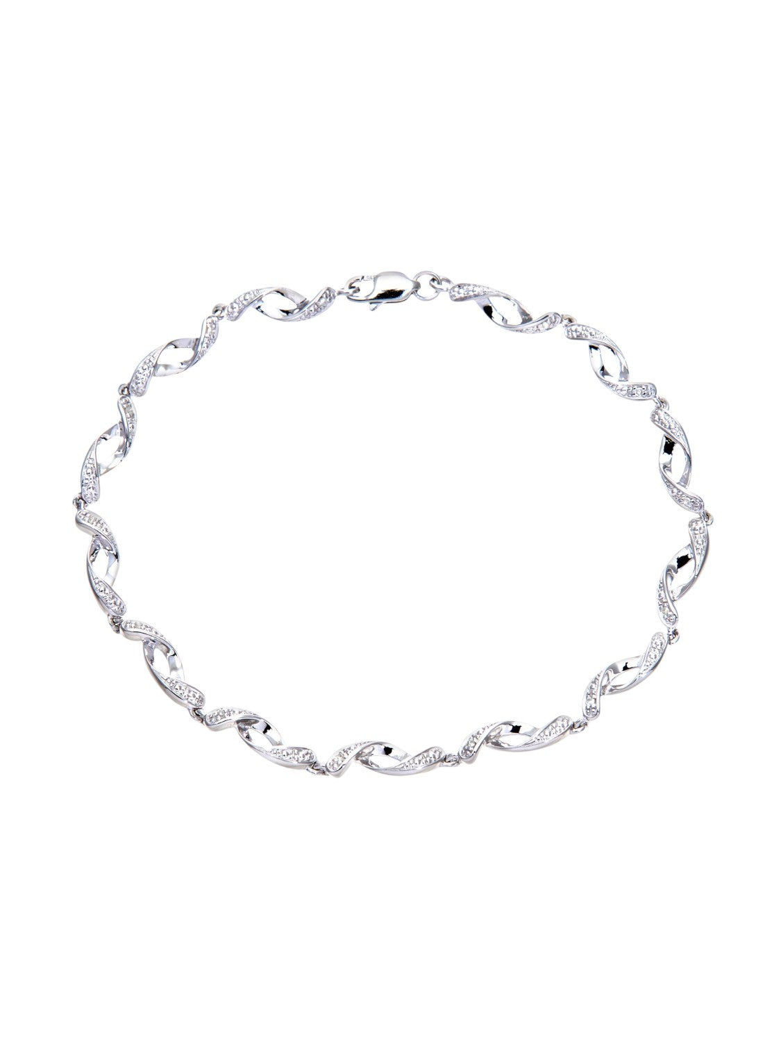 Armband aus 375 Weißgold mit Diamant gedreht
