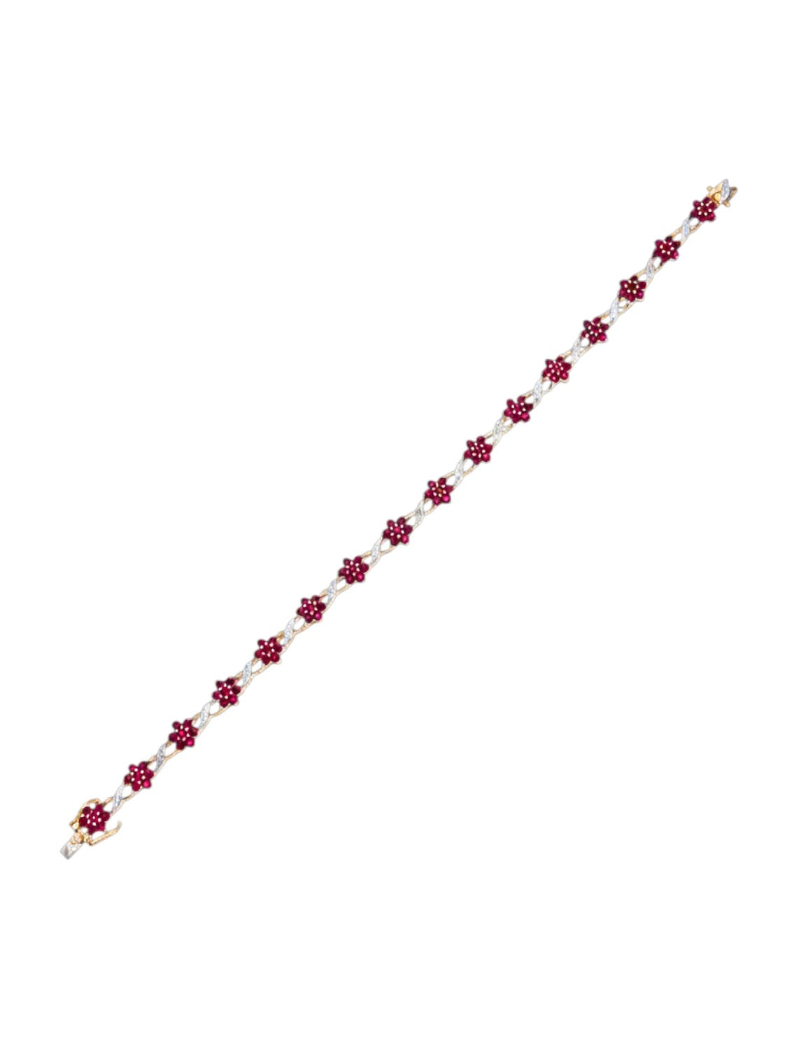 Armband aus 375 Gelbgold mit Diamant mit Rubin Blumen-Design