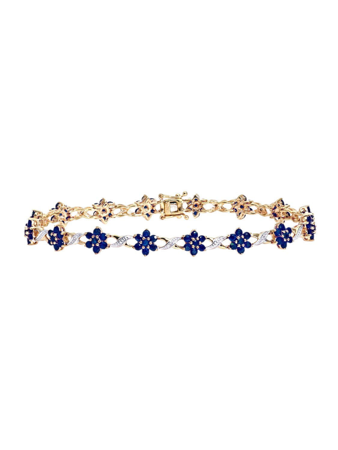 Armband aus 375 Gelbgold mit Diamant mit Saphir Blumen-Design