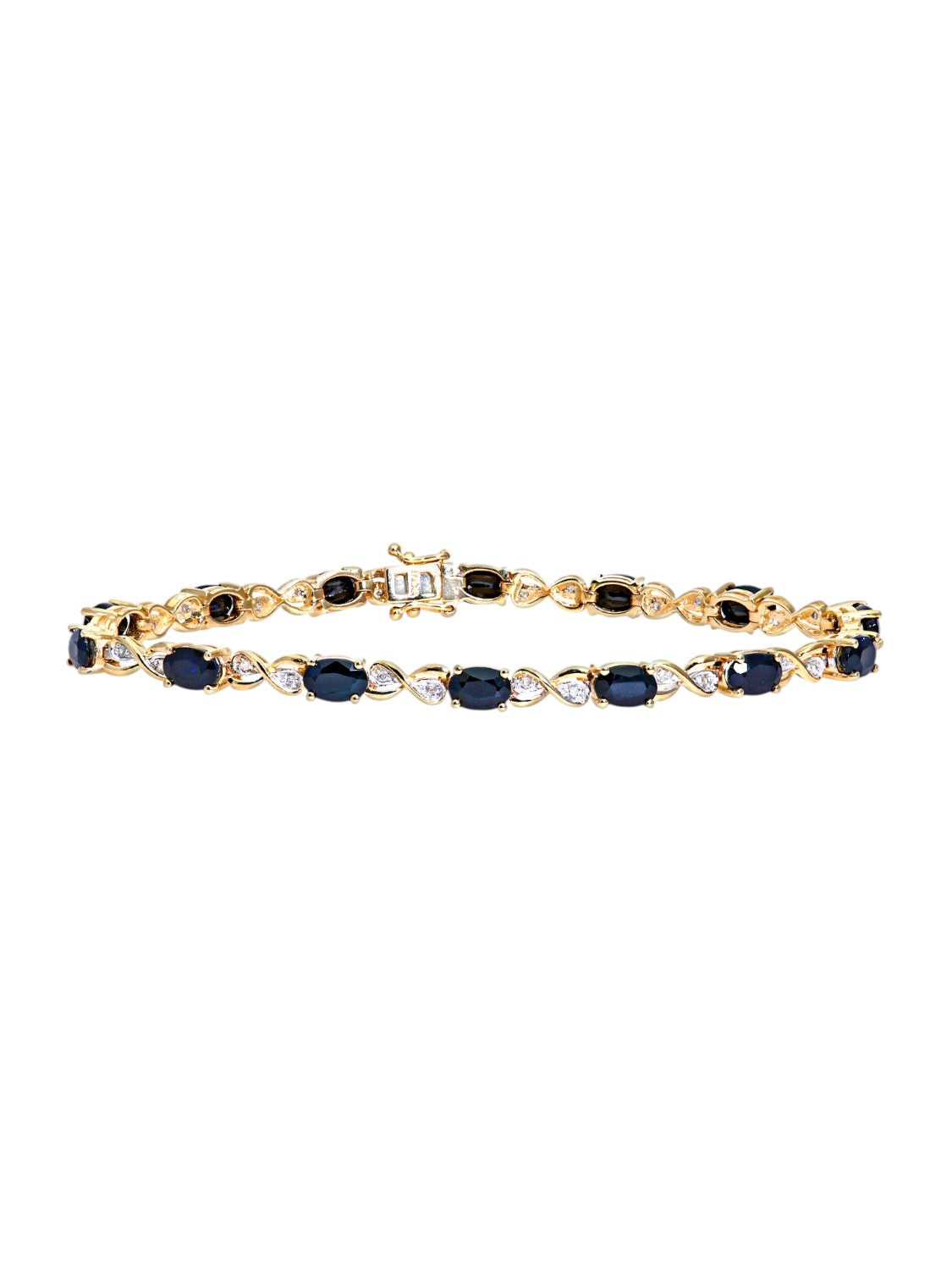 Armband aus 375 Gelbgold mit Diamant mit Saphir Infinity-Design