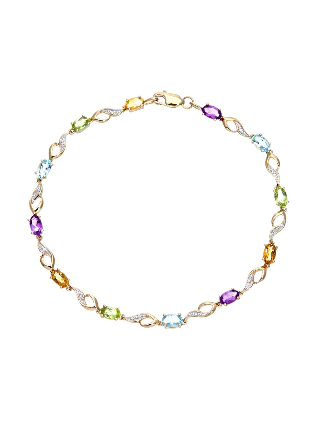 Armband aus 375 Gelbgold mit Diamant mit Amethyst