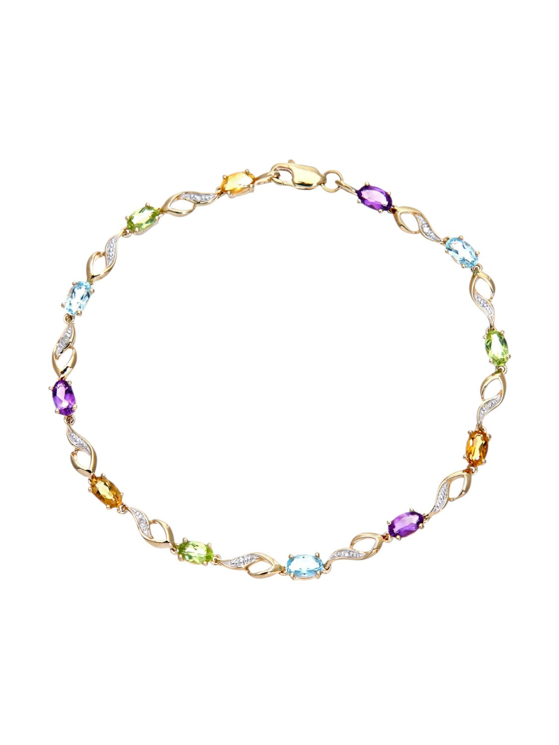 Armband aus 375 Gelbgold mit Diamant mit Amethyst