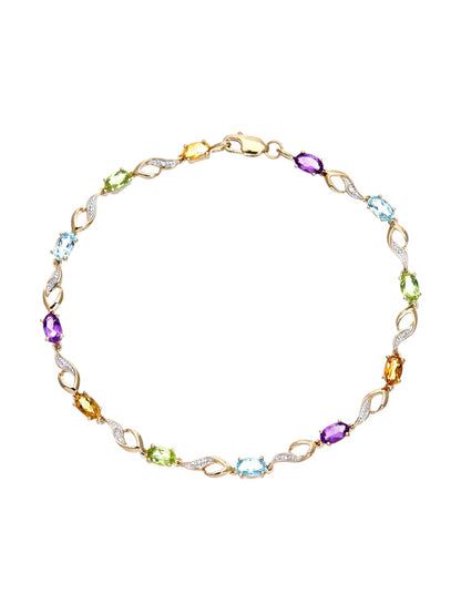 Armband aus 375 Gelbgold mit Diamant mit Amethyst