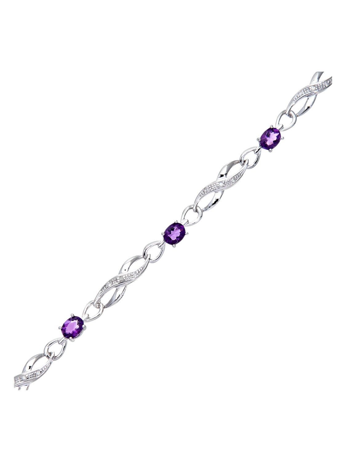 Armband aus 375 Weißgold mit Diamant mit Amethyst