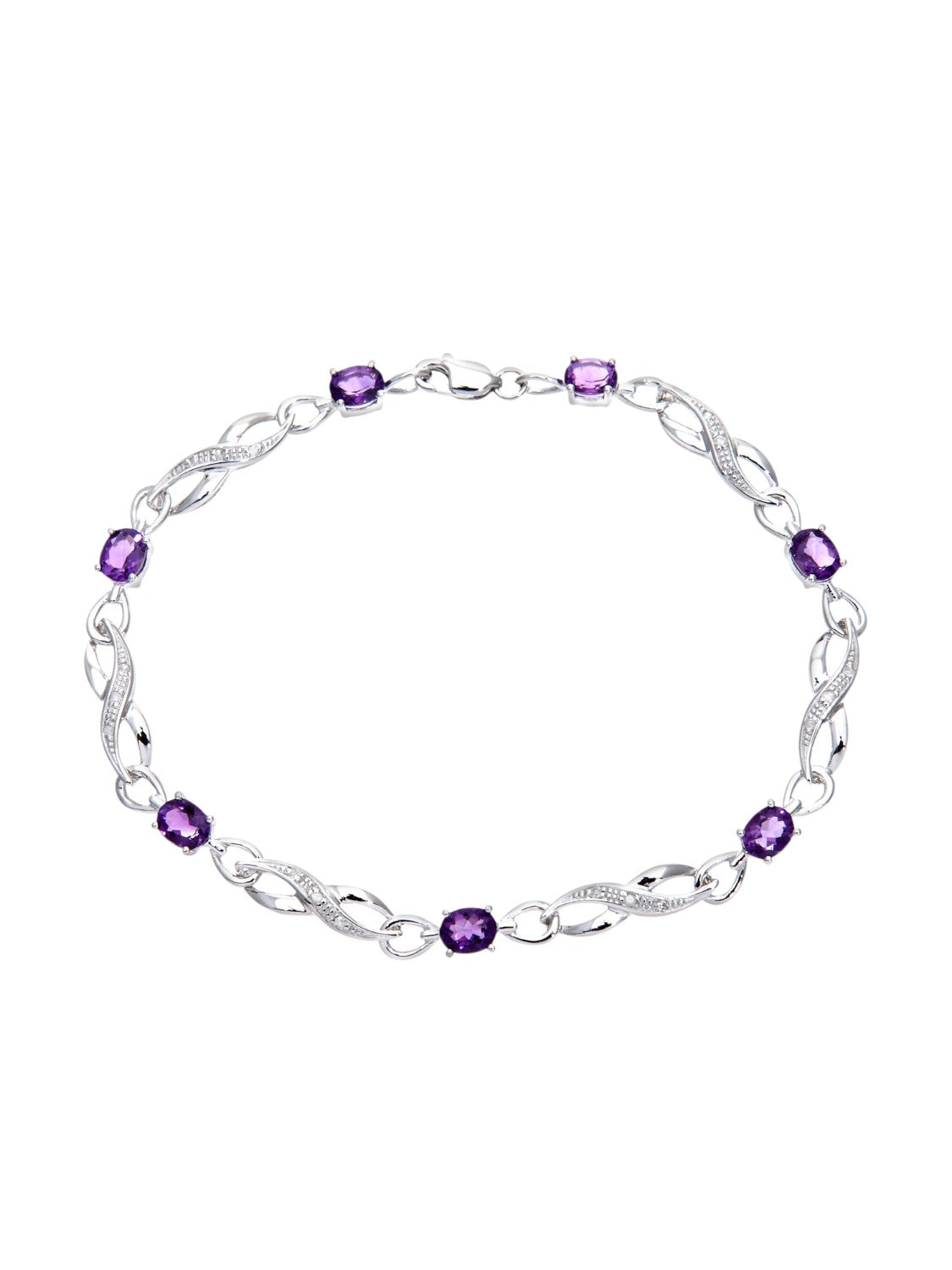 Armband aus 375 Weißgold mit Diamant mit Amethyst