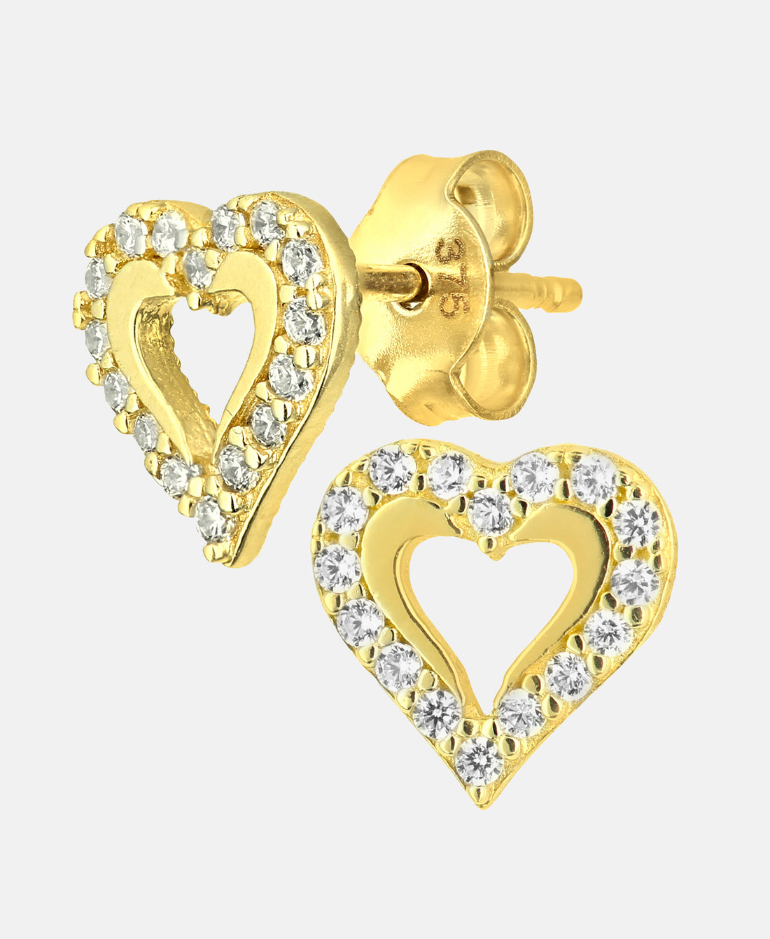 Ohrstecker aus 375 Gelbgold mit Zirkonia Herz-Design