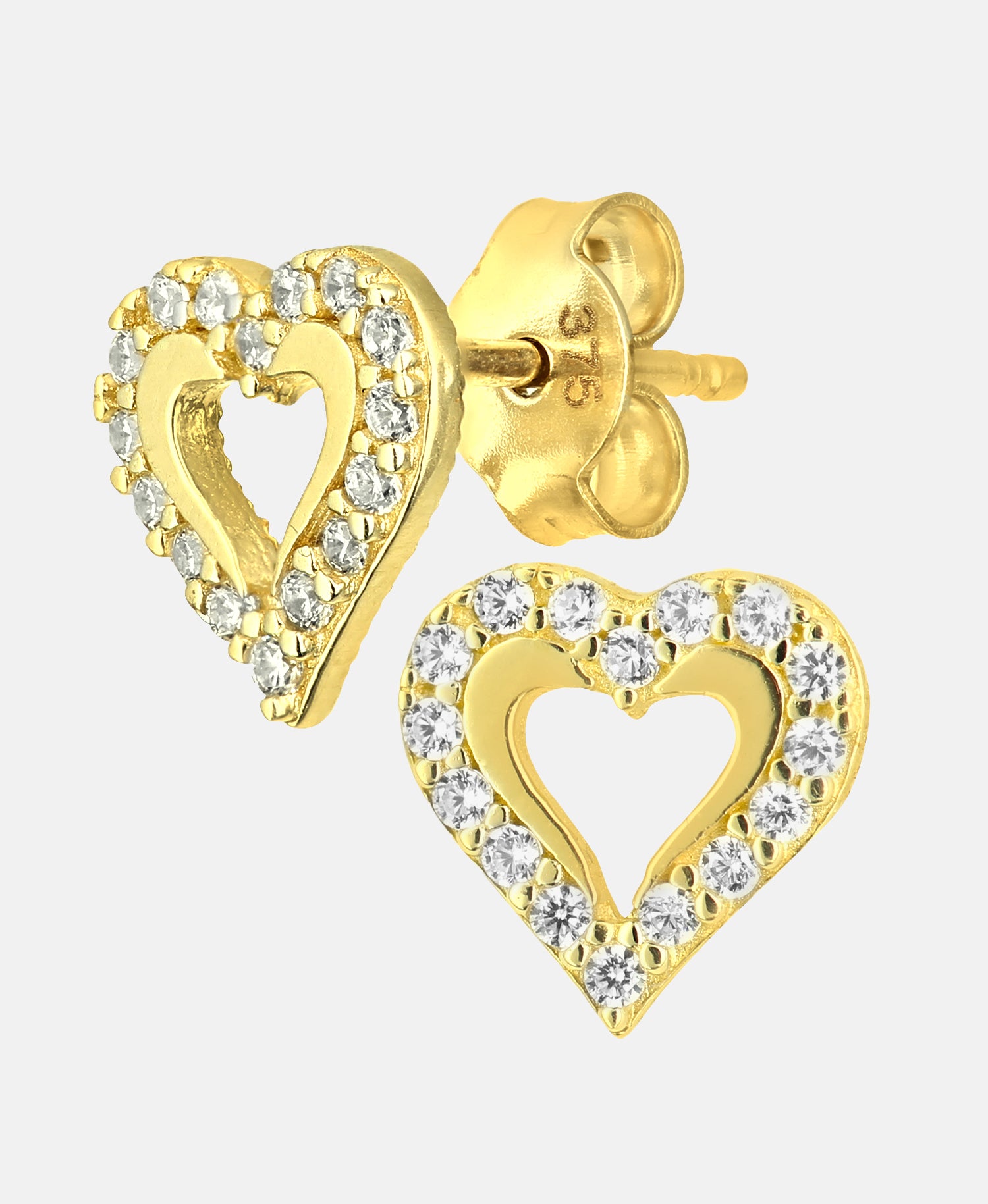 Ohrstecker aus 375 Gelbgold mit Zirkonia Herz-Design