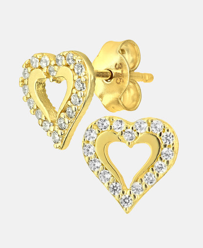 Ohrstecker aus 375 Gelbgold mit Zirkonia Herz-Design