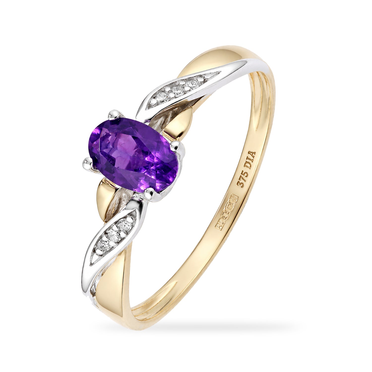 Ring, mit Amethyst, 375 Gelbgold