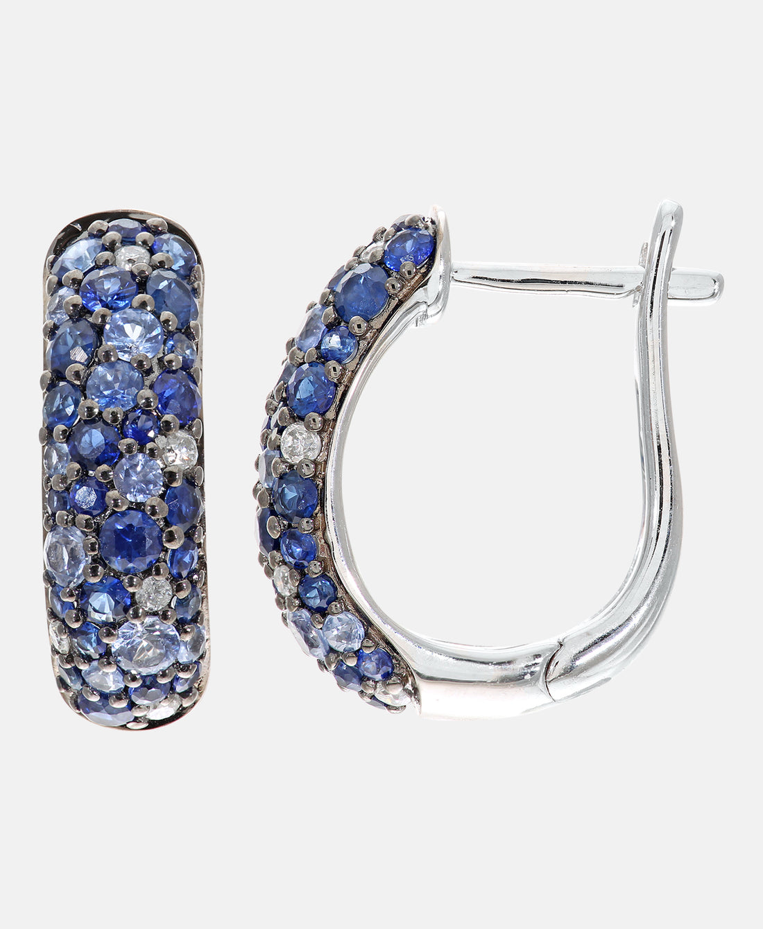 Ohrringe aus 375 Weißgold mit Diamant mit Saphir
