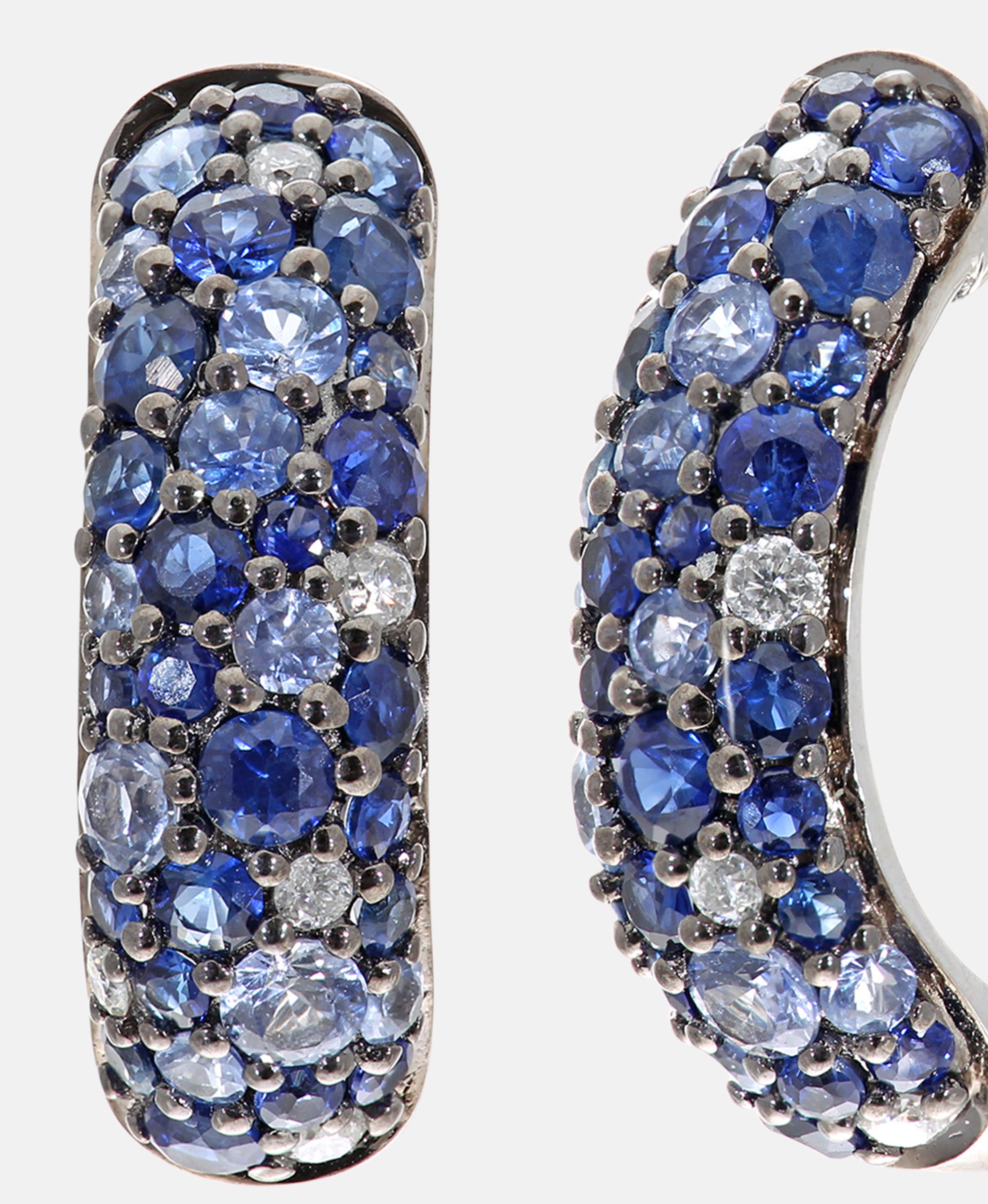 Ohrringe aus 375 Weißgold mit Diamant mit Saphir