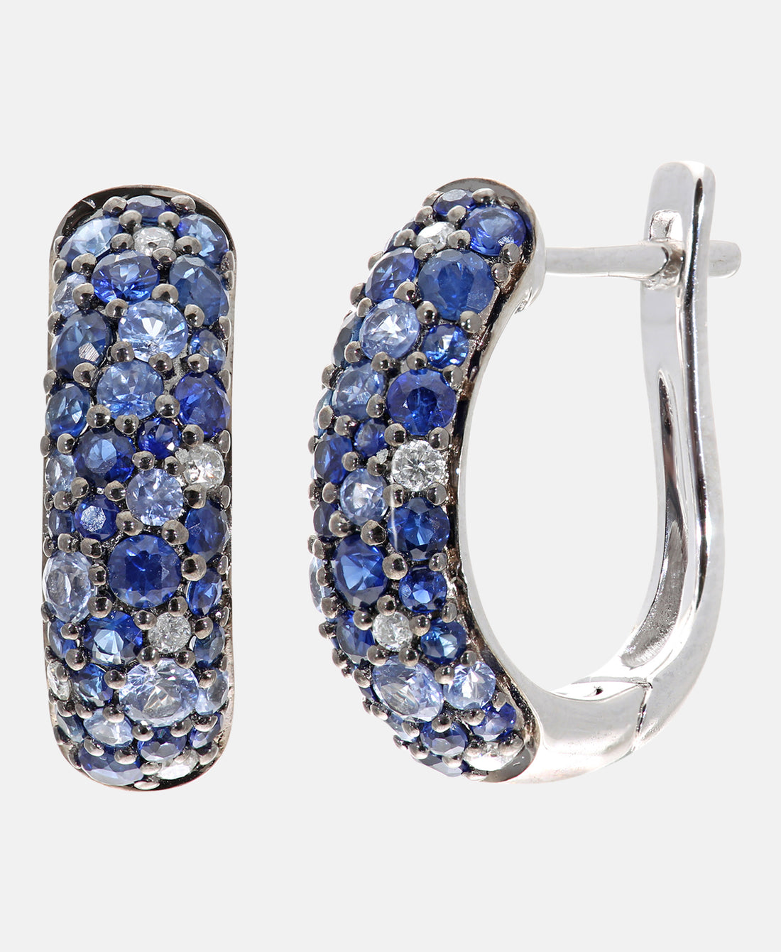 Ohrringe aus 375 Weißgold mit Diamant mit Saphir