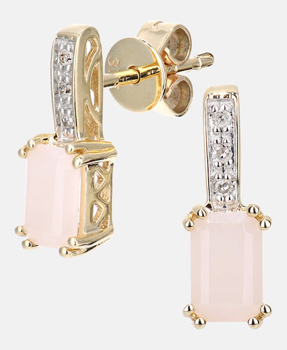 Ohrhänger aus 375 Gelbgold mit Diamant mit Opal