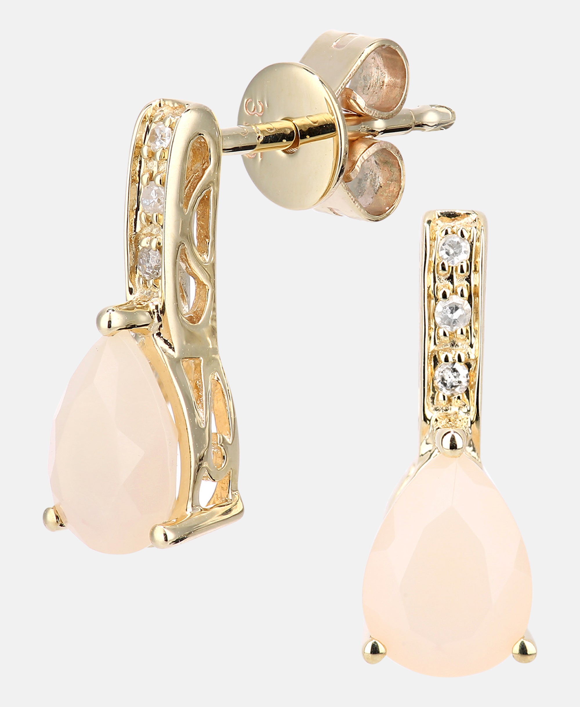 Ohrhänger aus 375 Gelbgold mit Diamant mit Opal