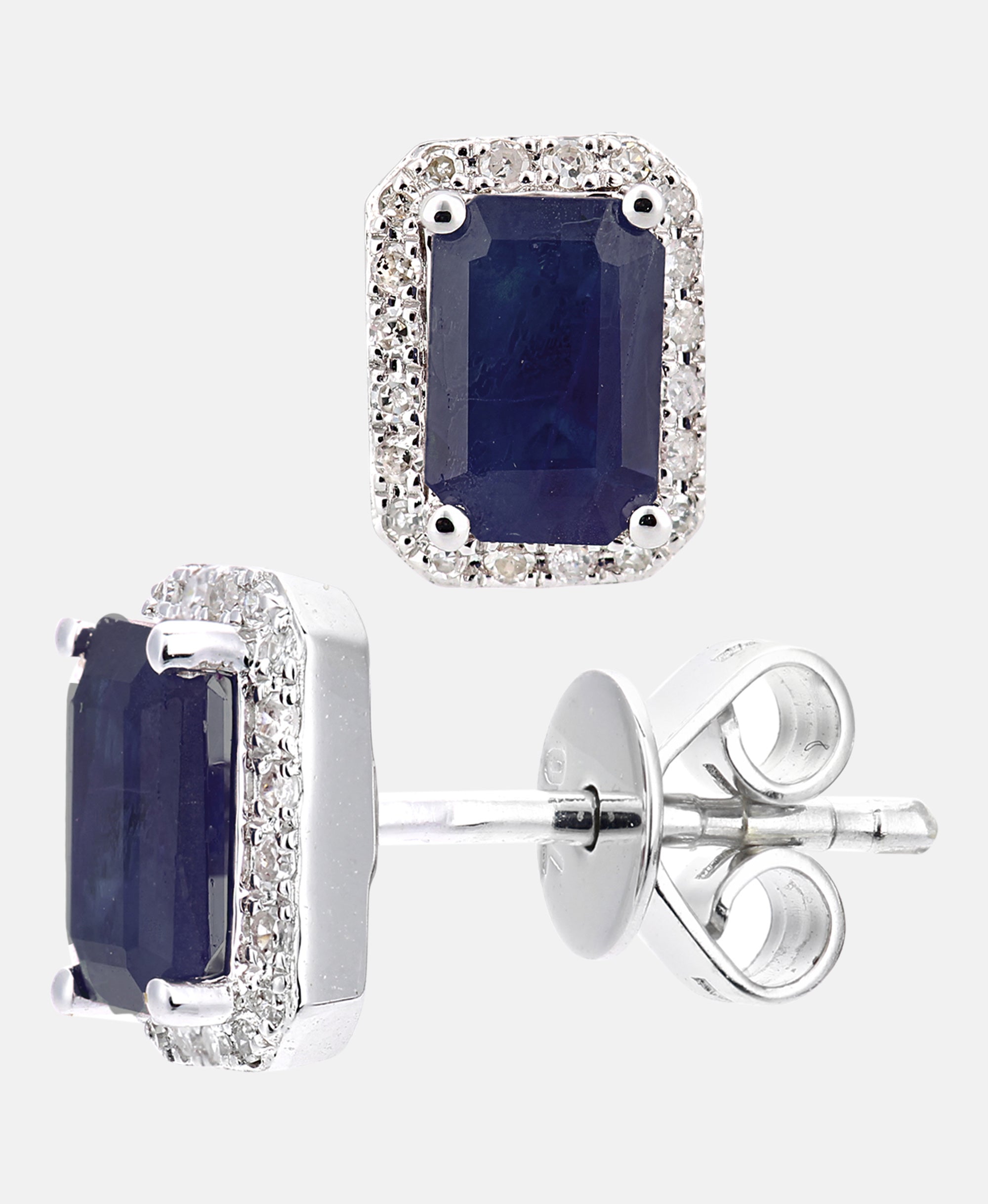 Ohrstecker aus 750 Weißgold mit Diamant mit Saphir