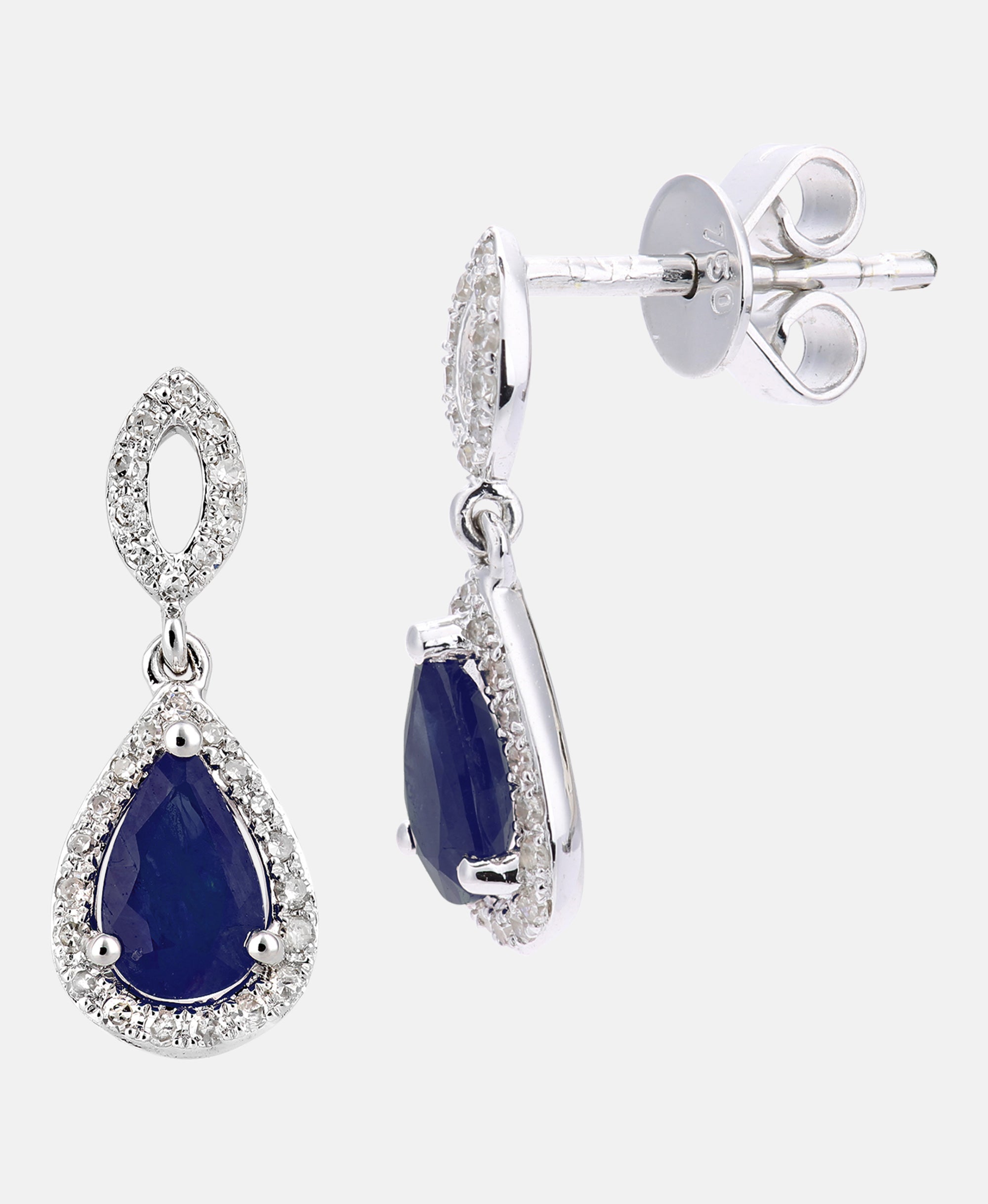 Ohrringe aus 750 Weißgold mit Diamant mit Saphir