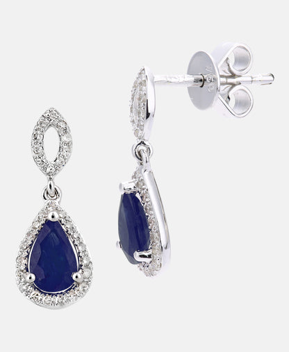 Ohrringe aus 750 Weißgold mit Diamant mit Saphir