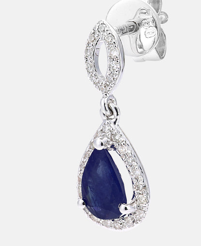 Ohrringe aus 750 Weißgold mit Diamant mit Saphir